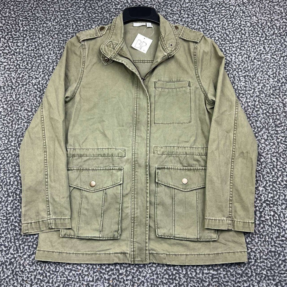 BP Field Jacket Women XS Green Cotton Utility Military Style Full Zip New